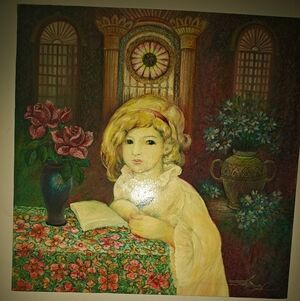 Charming Portrait Art Print with Floral Accents